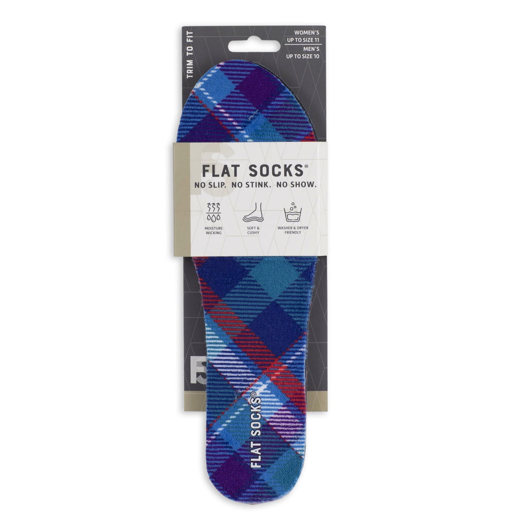 Terry Flat Socks - Blue Plaid - The Storehouse Flats