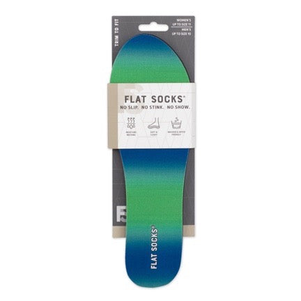 Knit Flat Socks - Blue Green Ombre