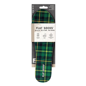 Knit Flat Socks - Green Plaid