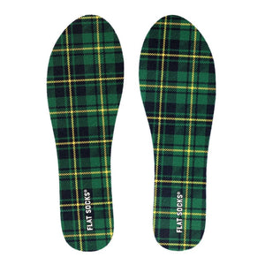 Knit Flat Socks - Green Plaid