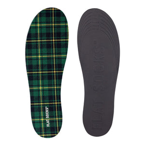 Knit Flat Socks - Green Plaid