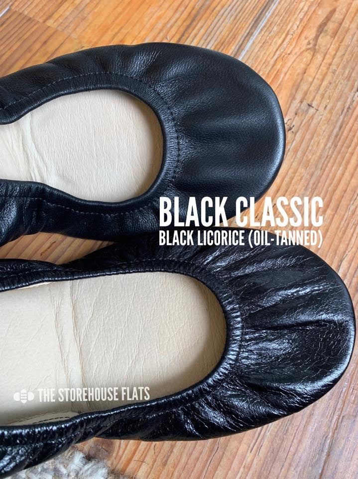 LICORICE BLACK (Oil Tanned)- In-stock, Ship now - The Storehouse Flats