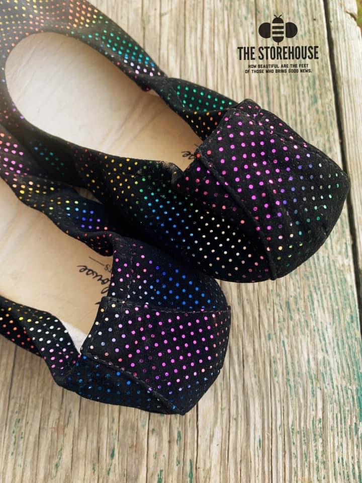 DISCO RAINBOW DOT (SUEDE)- In Stock, Ship Now - The Storehouse Flats